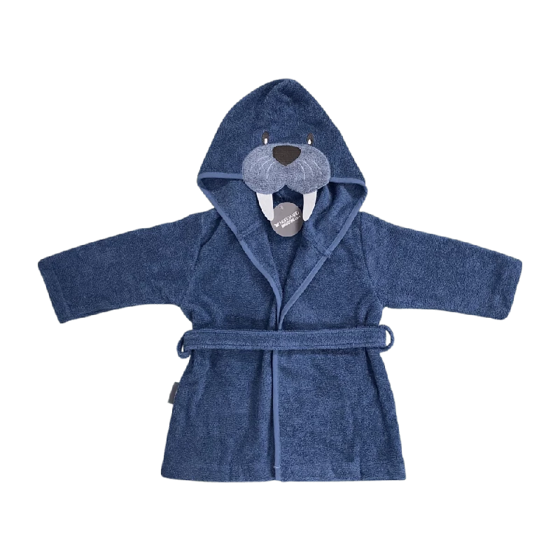 Nm Badekåbe Mellem Blå M  Hvalros På Hætten Str. 4 år fra Nørgaard Madsen