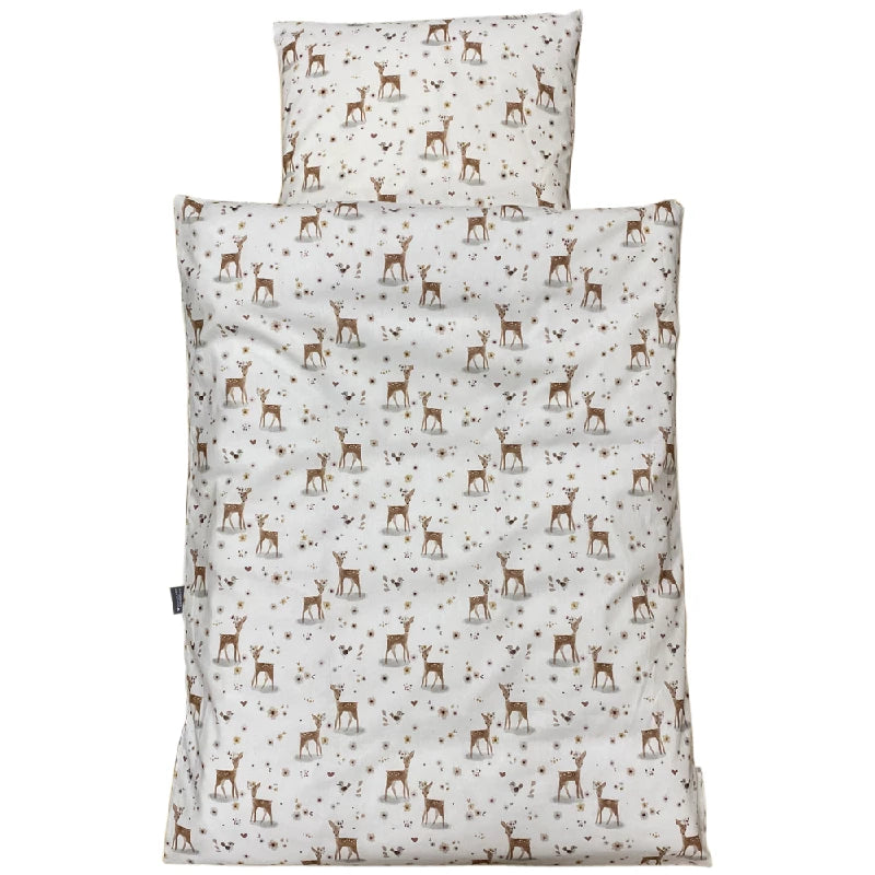 Baby Sengelinned   Dess. 1253 Koral Farvet Bambi Og Blomster fra Nørgaard Madsen