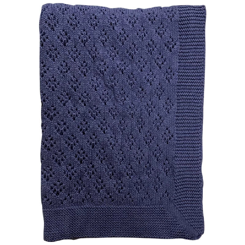 Baby Plaid   Bomuld Strikket Imp. 81a   Mellemblå fra Nørgaard Madsen