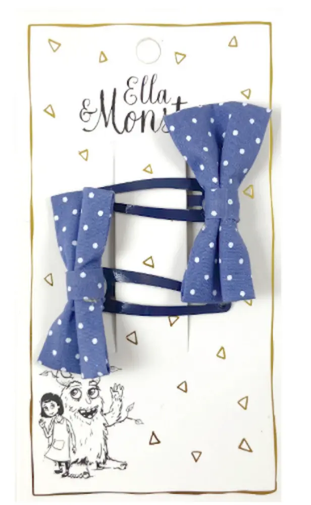 Blå Sommerfugl Hårclips med Prikker - Festligt Tilbehør