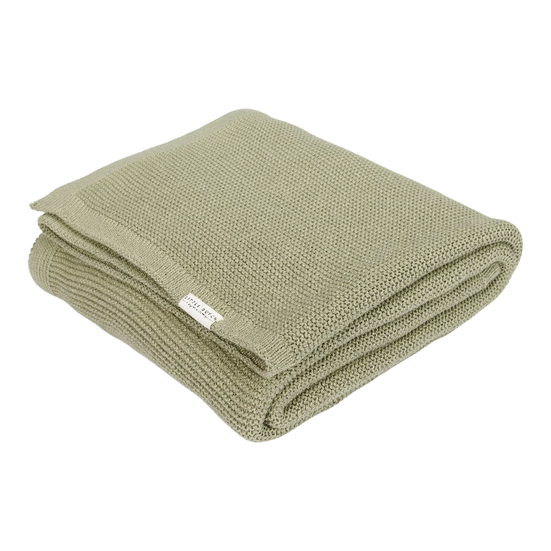 Strikket Tæppe 110x140   Olive fra Little Dutch