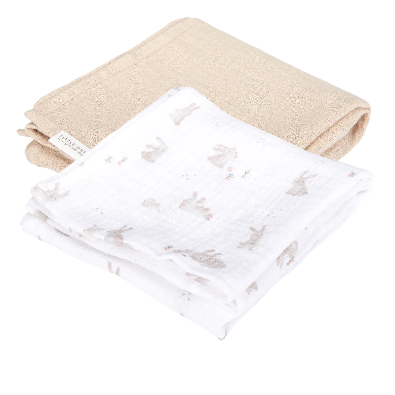 Stofbleer 70x70 Muslin   Baby Bunny   Beige fra Little Dutch