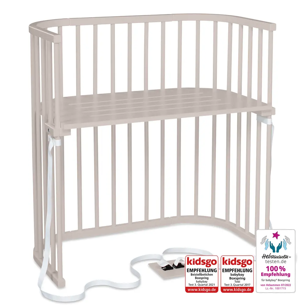 Boxspring Bedside Crib   Beige fra Babybay
