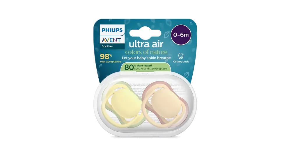 Ultra Air Soother, 0 6 M, Gul Orange fra Philips Avent