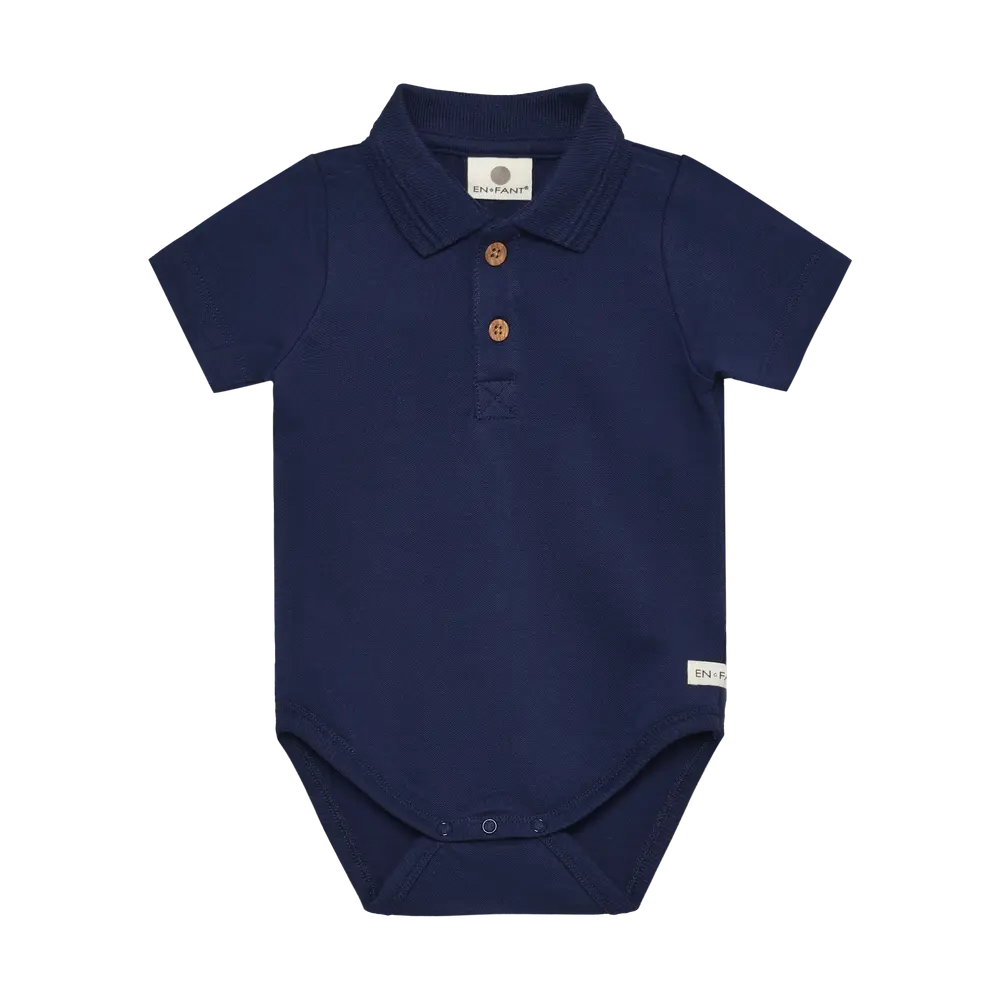 Polo Kortærmet Body   Medieval Blue   62 fra En Fant