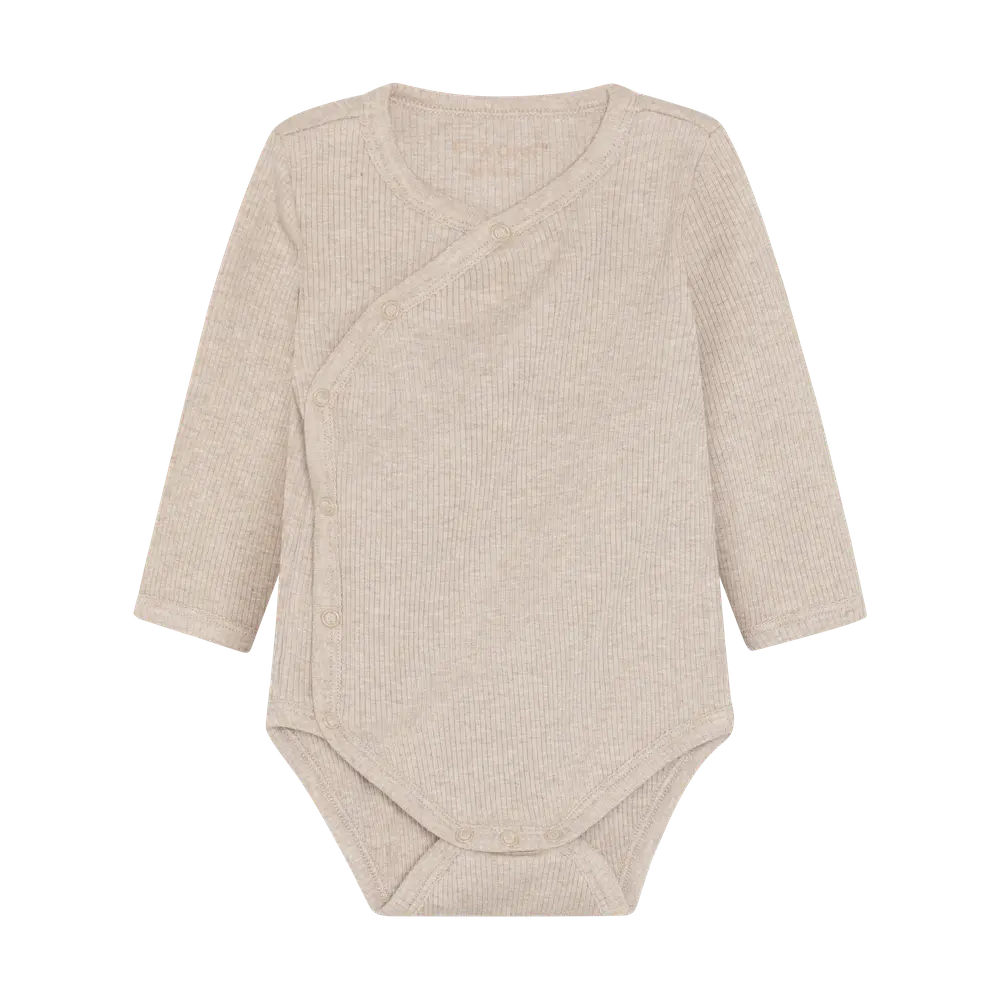 Langærmet Wrap Body Melange Rib   Pure Cashmere Melange   44 fra Fixoni