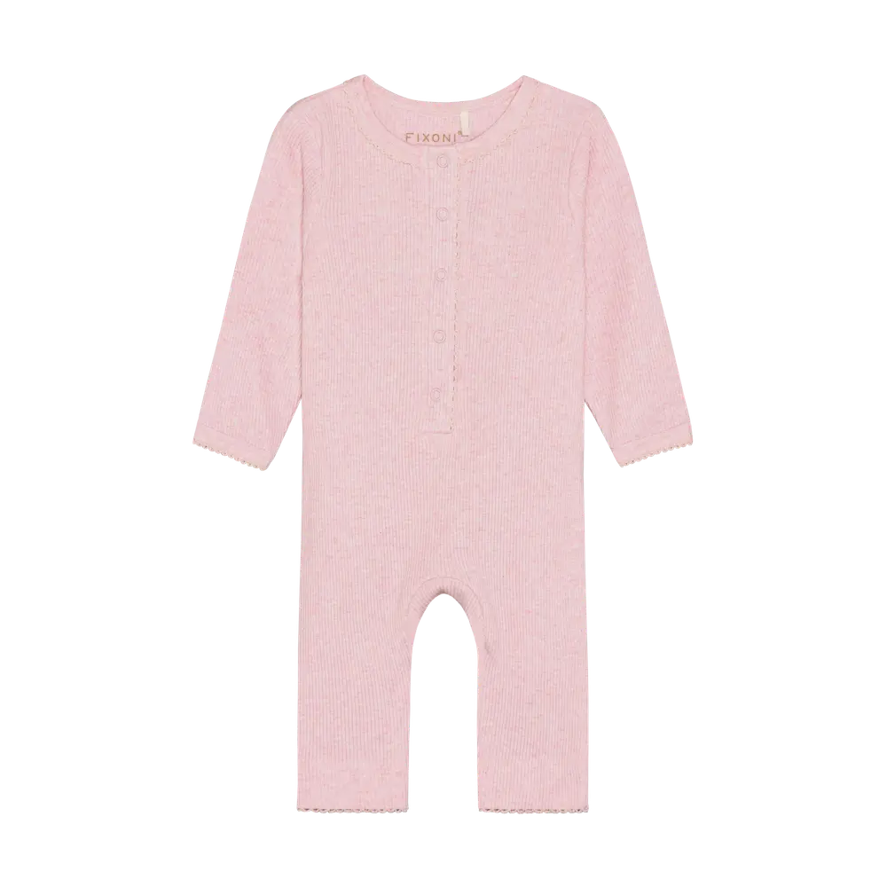 Heldragt Melange Rib   Bleached Mauve Melange   74 fra Fixoni