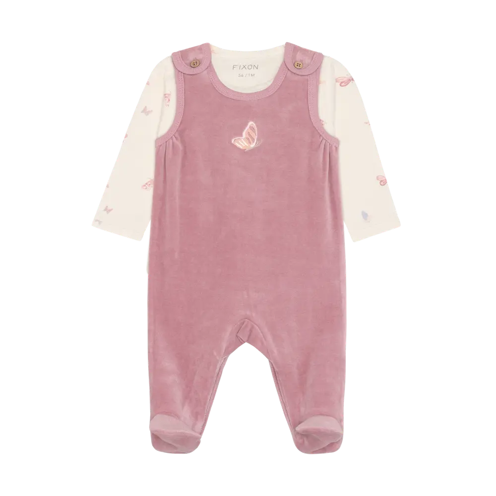 Sæt M. Body Og Velour Romper   Lilas   68 fra Fixoni