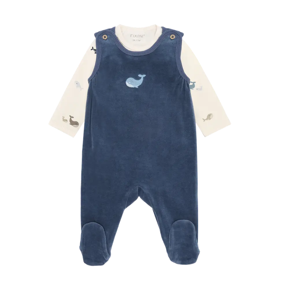 Sæt M. Body Og Velour Romper   Vintage Indigo   56 fra Fixoni