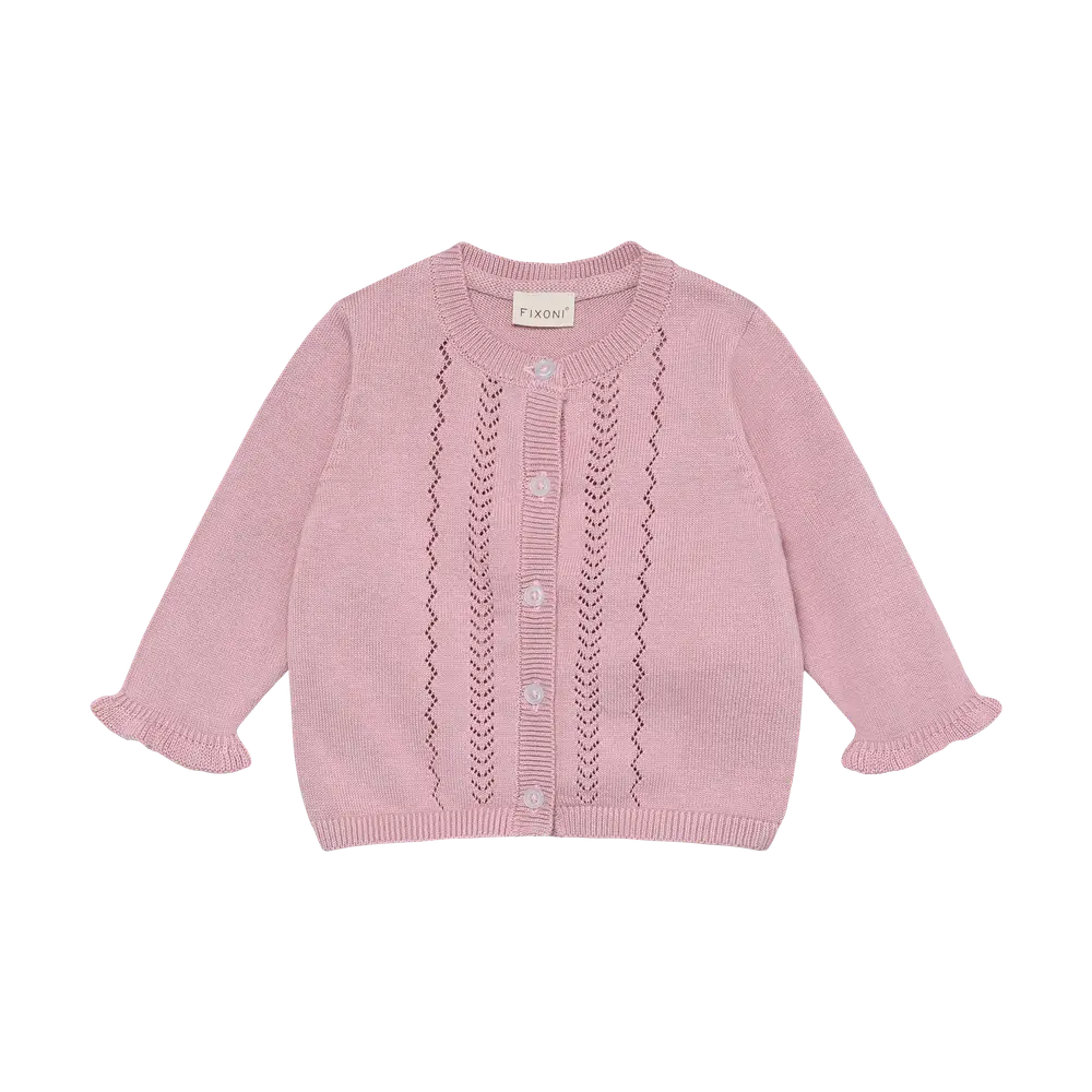 Strikket Cardigan Bleached Mauve 50 fra Fixoni