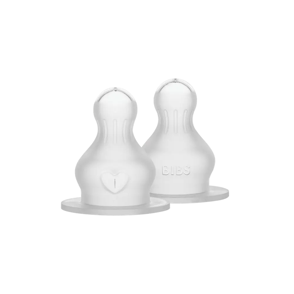 Flaskesutter Rund Silikone 2 Pk Slow Flow fra Bibs