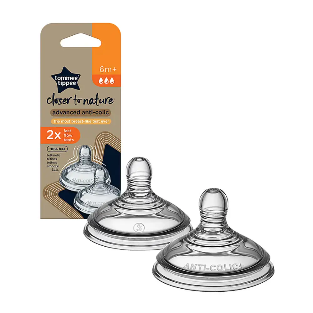 2 Stk Anti Kolik Flaskesut 6+ Mdr (fast) fra Tommee Tippee