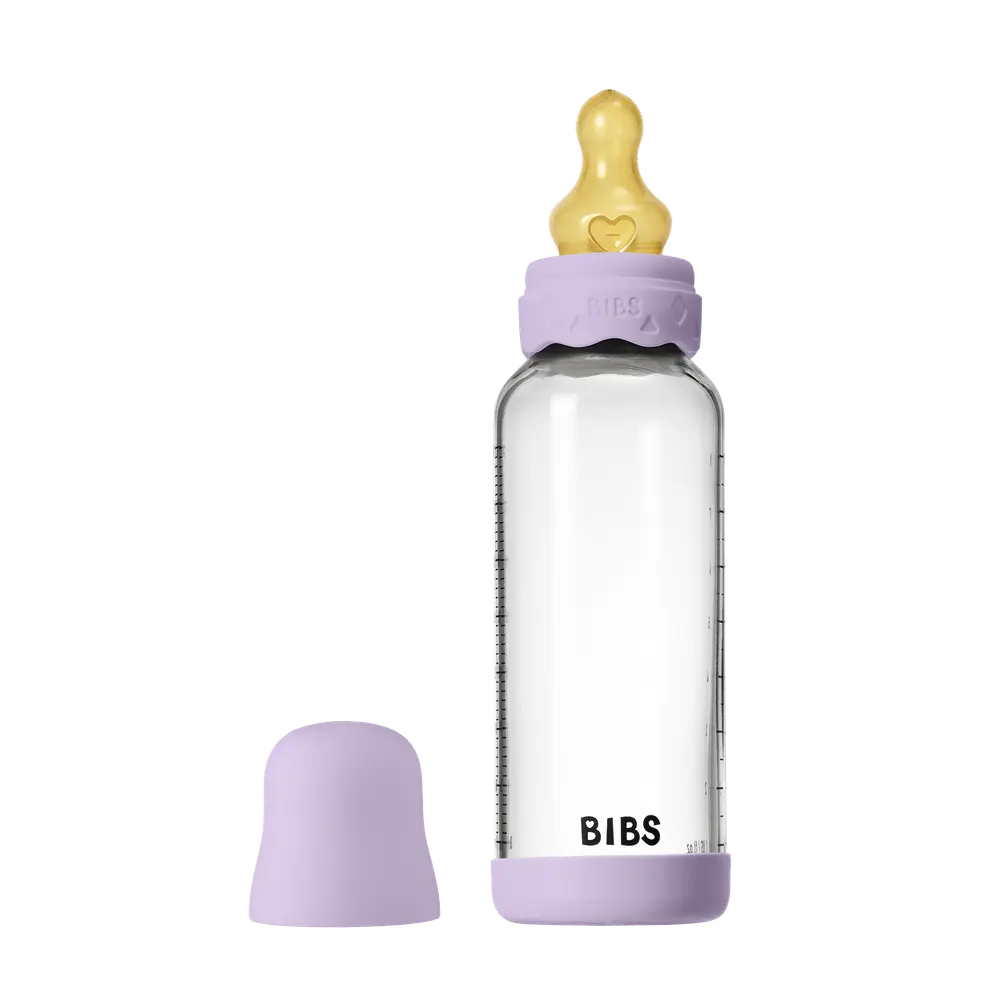 Glass Boheme Baby Bottle Latex 240 Ml Violet Sky fra Bibs
