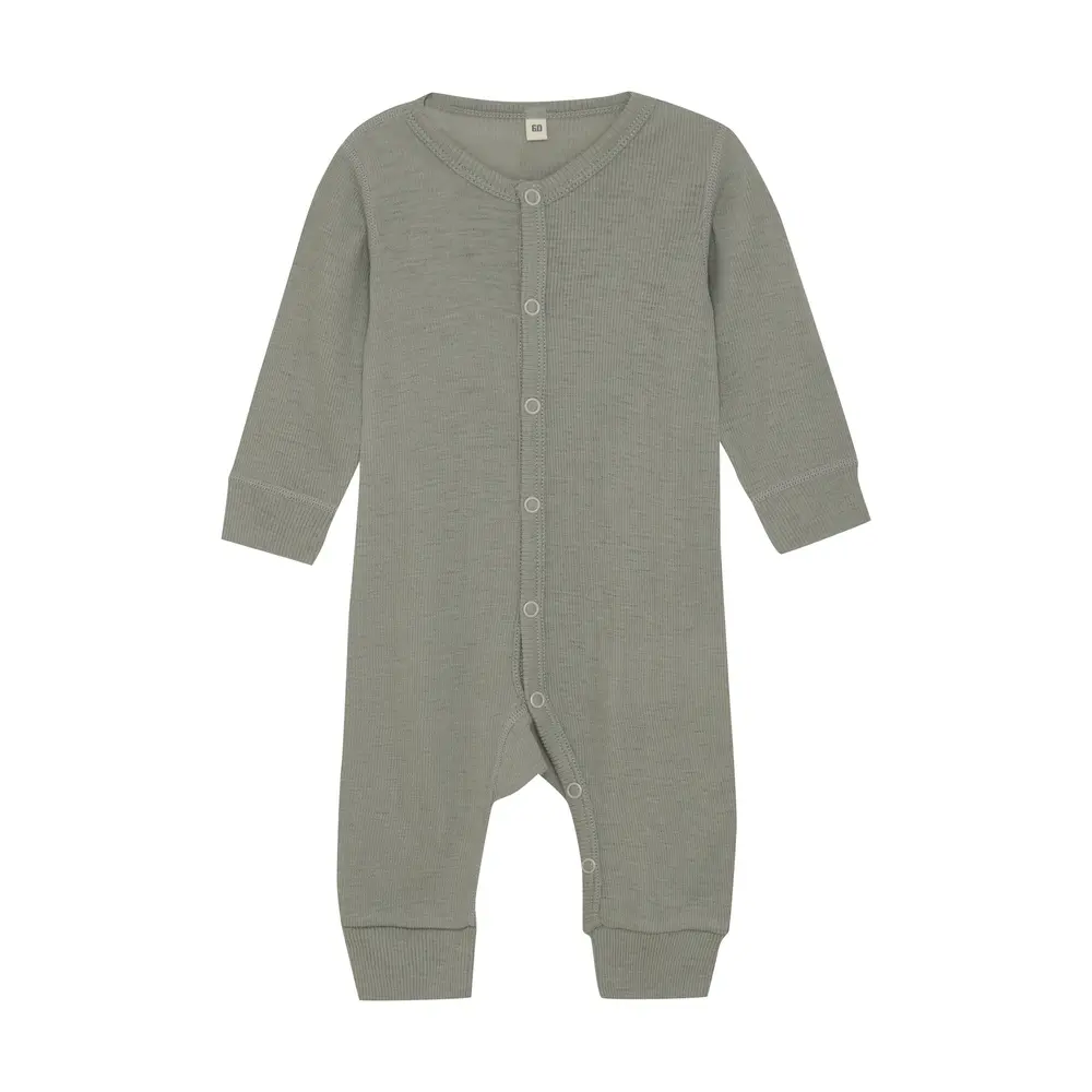 Uld Jumpsuit Solid Forest Fog Melange 60 fra Bekids