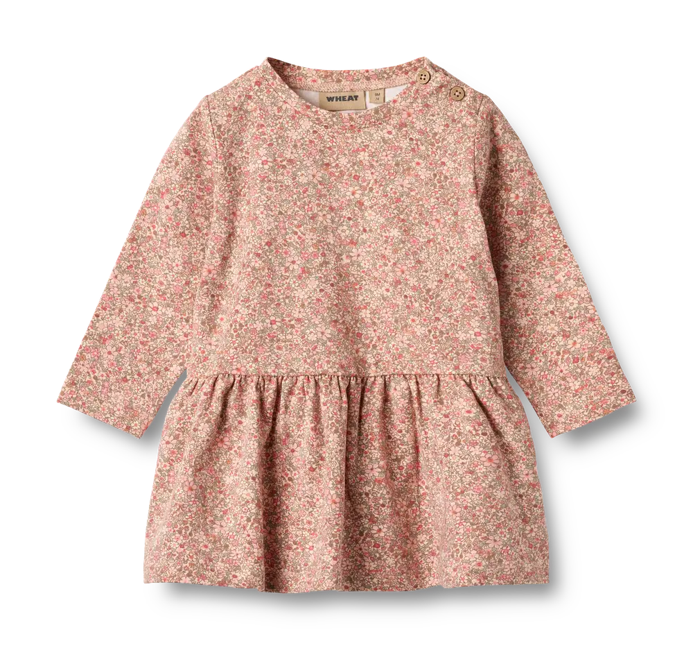 Bessie Jersey Kjole   Rose Dust Flower Meadow   3 Mdr. fra Wheat