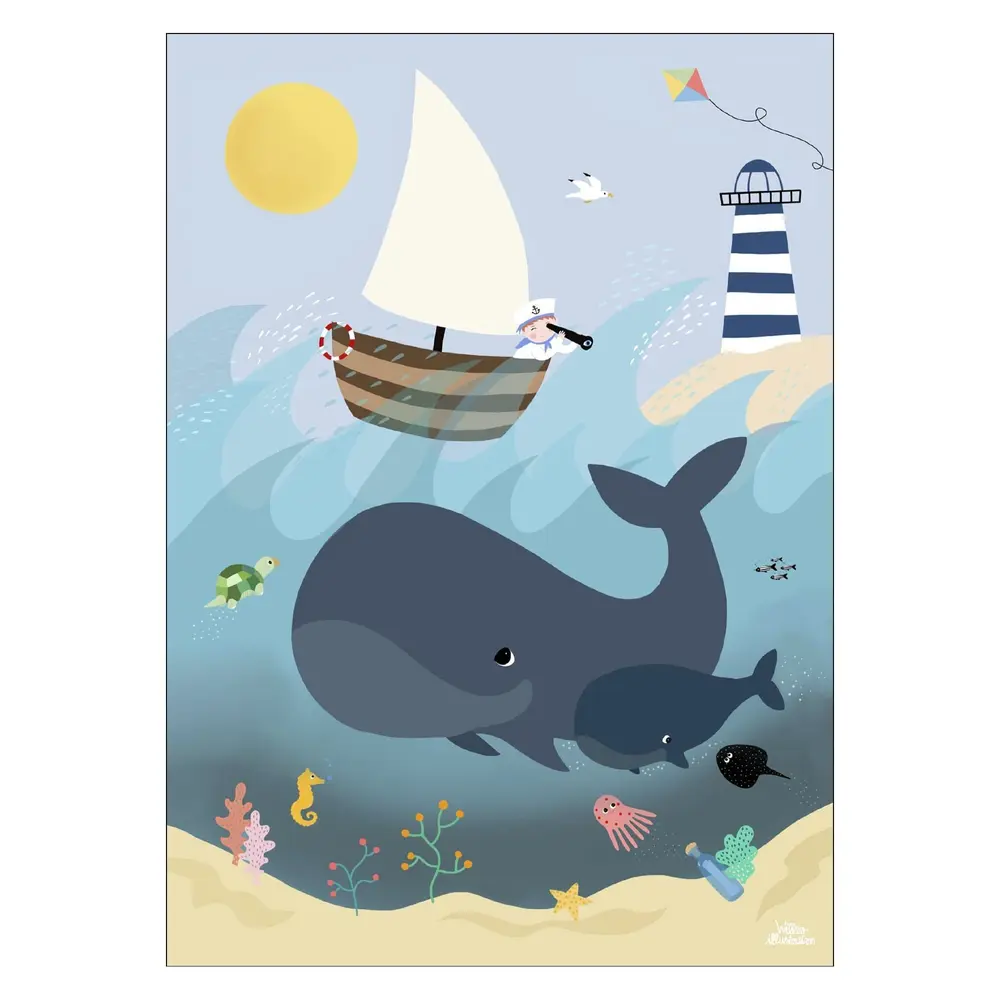 Plakat   Hvaler Og Bølger A3 fra Poster & Frame