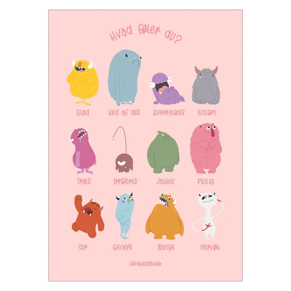 Plakat   De Tolv Følelser Pink 50x70 fra Poster & Frame