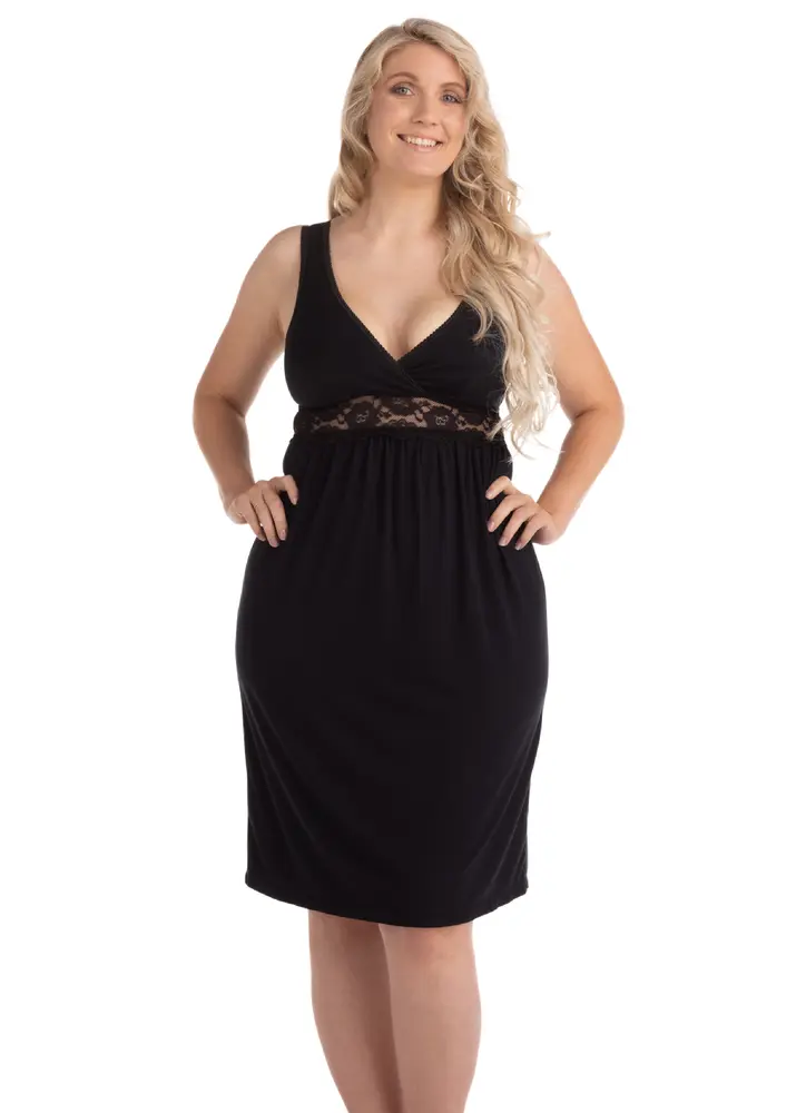 Graviditets  Og Ammenatkjole Sort L fra Carriwell