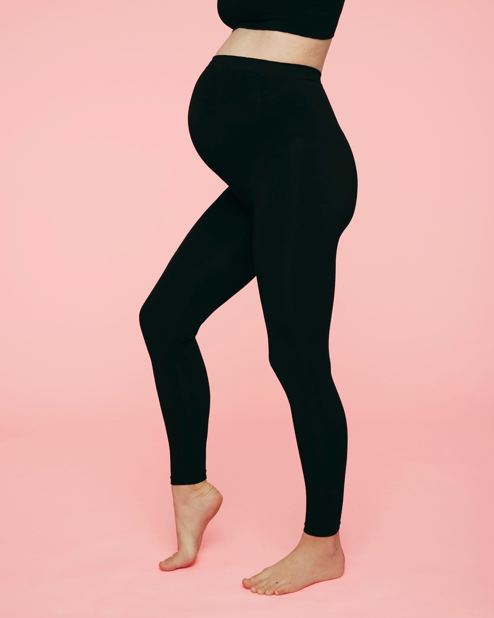 Gravid Leggings M. Støttefunktion Sort   L Xl fra Momkind