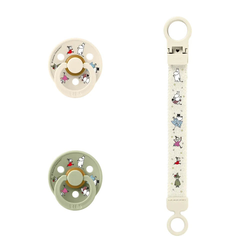 Moomin Gavesæt Latex Str 2   Ivory Sage fra Bibs