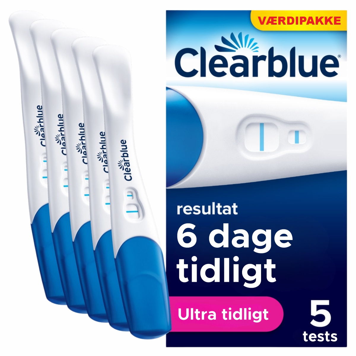 Clearblue Ultratidlig Graviditetstest     5 Stk fra Babyplan