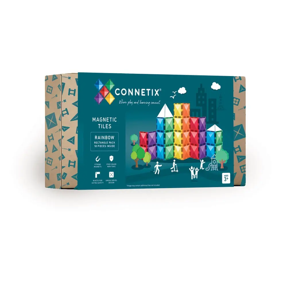 Ractangle Pack   Magnetsæt 18 Dele   Rainbow fra Connetix