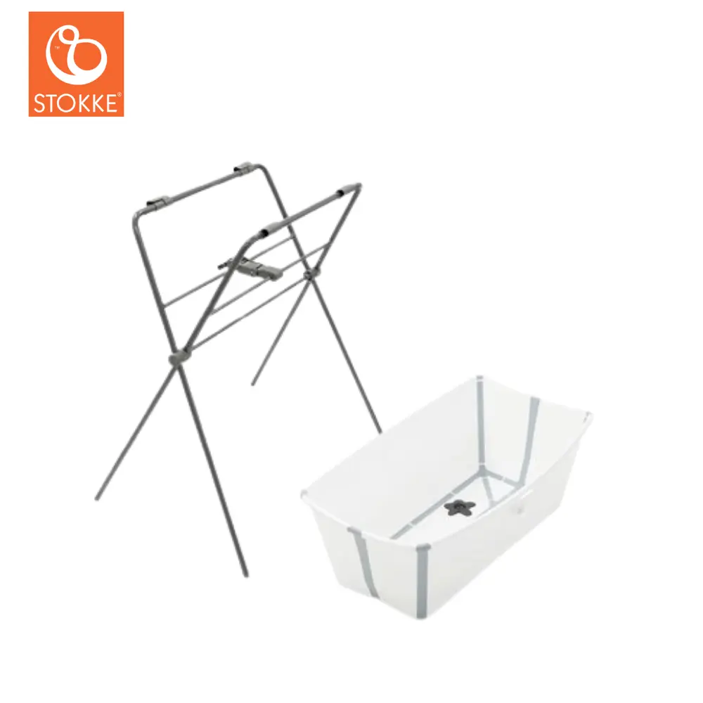 Stokke Flexi Bath Hvid Inkl. Grå Stativ fra Stokkeâ®