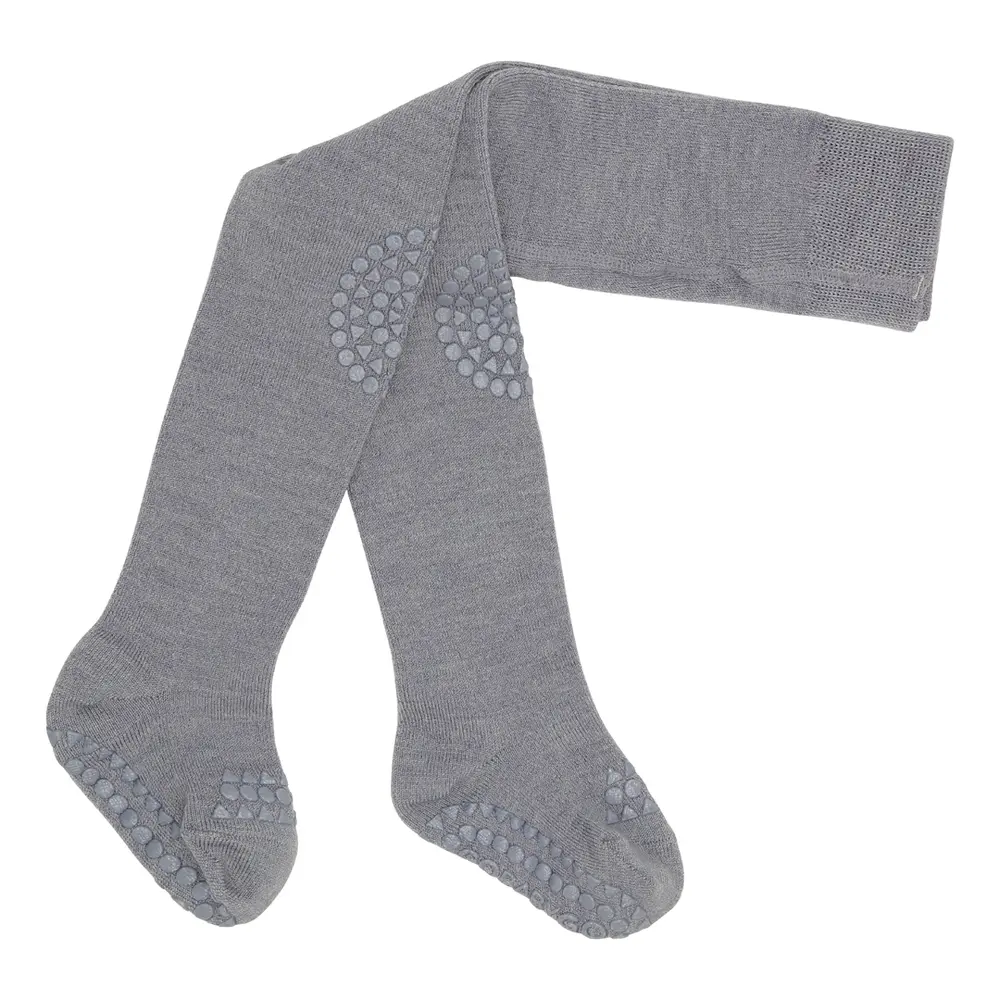 Uld Kravle Strømpebukser Grey Melange 6 12m fra Gobabygo