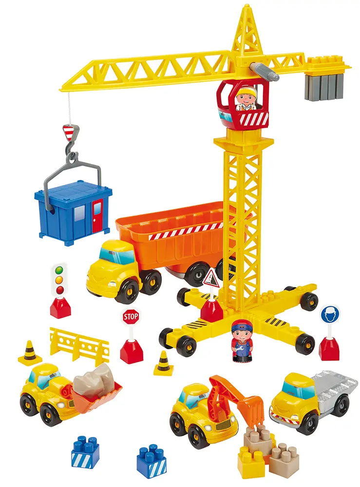 Byggeplads M Kran + Køretøjer & Figurer fra Ecoiffier