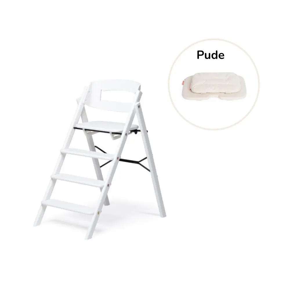 Klapp Højstol Foldbar Bøg Inkl. Pude   Hvid fra Kaos