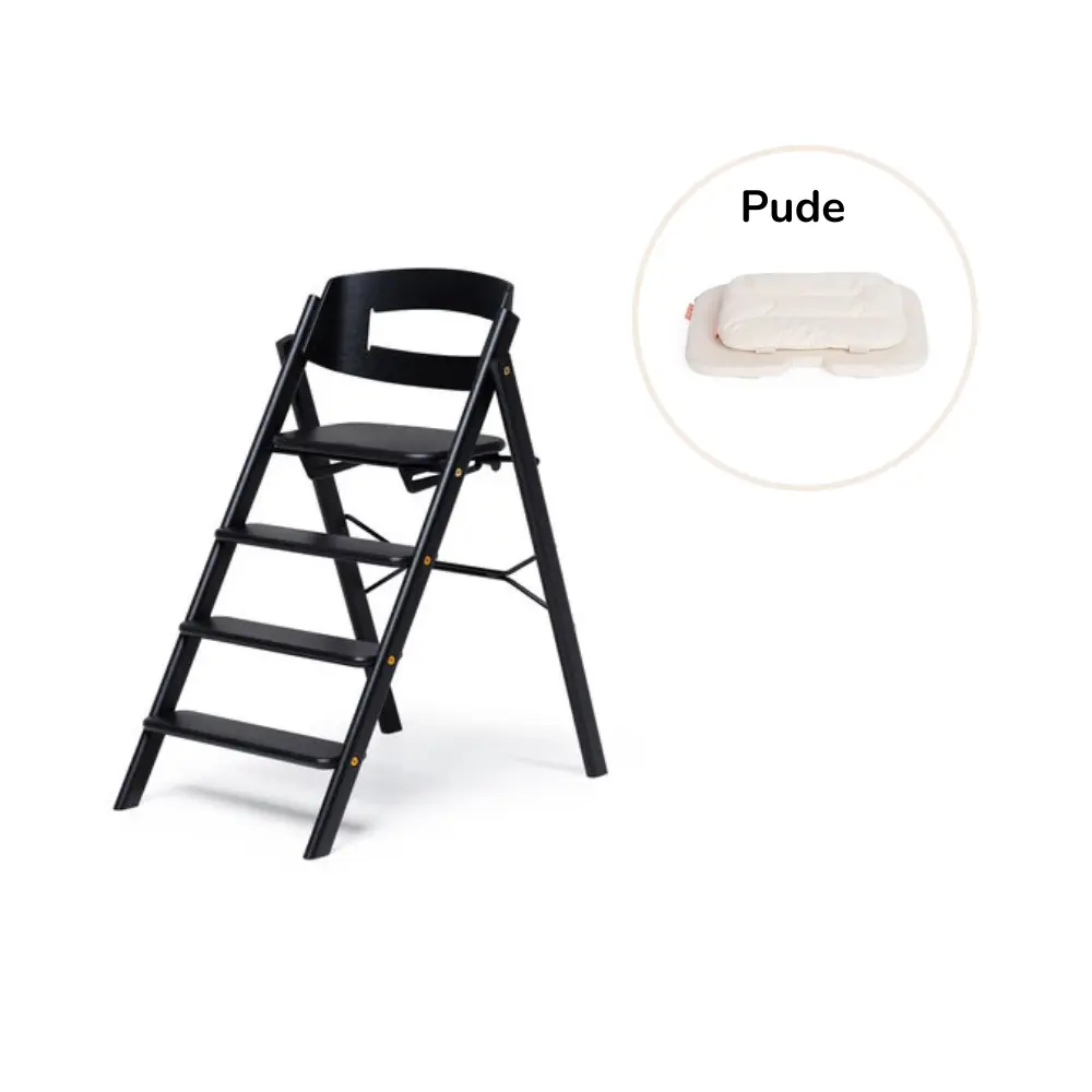 Klapp Højstol Foldbar Eg Inkl. Pude   Sort fra Kaos