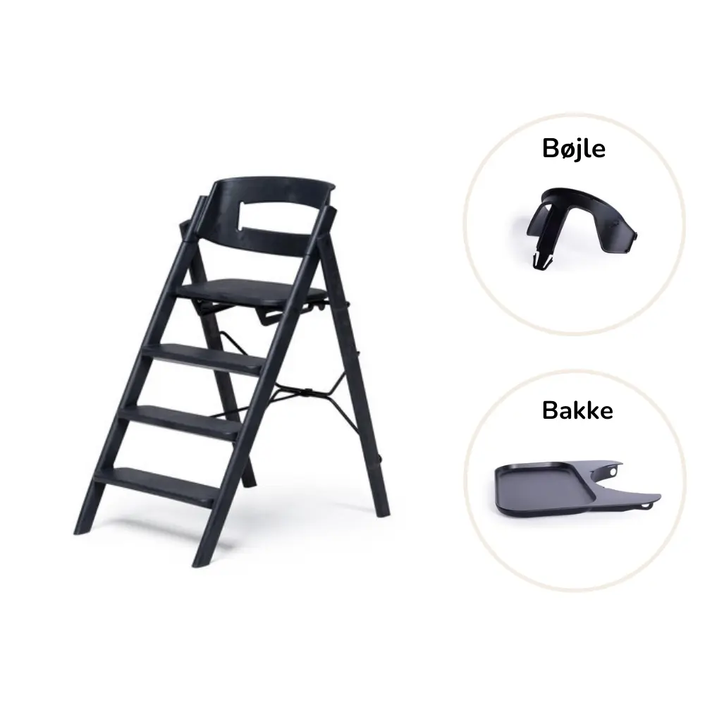 Klapp Højstol Foldbar Genbrugsplast Inkl. Bøjle Og Bakke   Sort fra Kaos