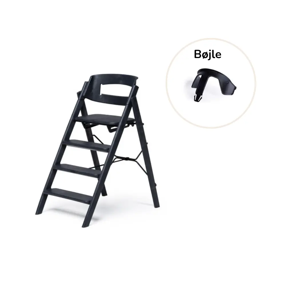 Klapp Højstol Foldbar Genbrugsplast Inkl. Bøjle   Sort fra Kaos