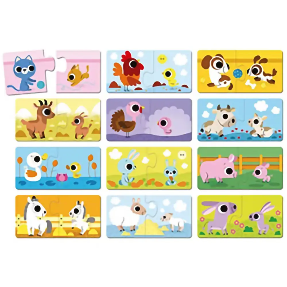 Puzzle   Parent And Baby Animals fra Janod