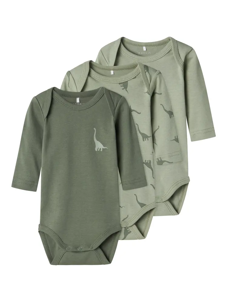 Langærmet Body 3 Pak Agave Green 56 fra Name It