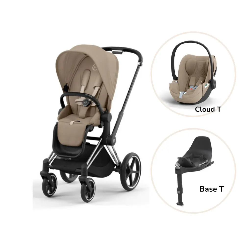 Priam Klapvogn Inkl. Cloud T Og Base Cozy Beige Chrome Black Plus fra Cybex