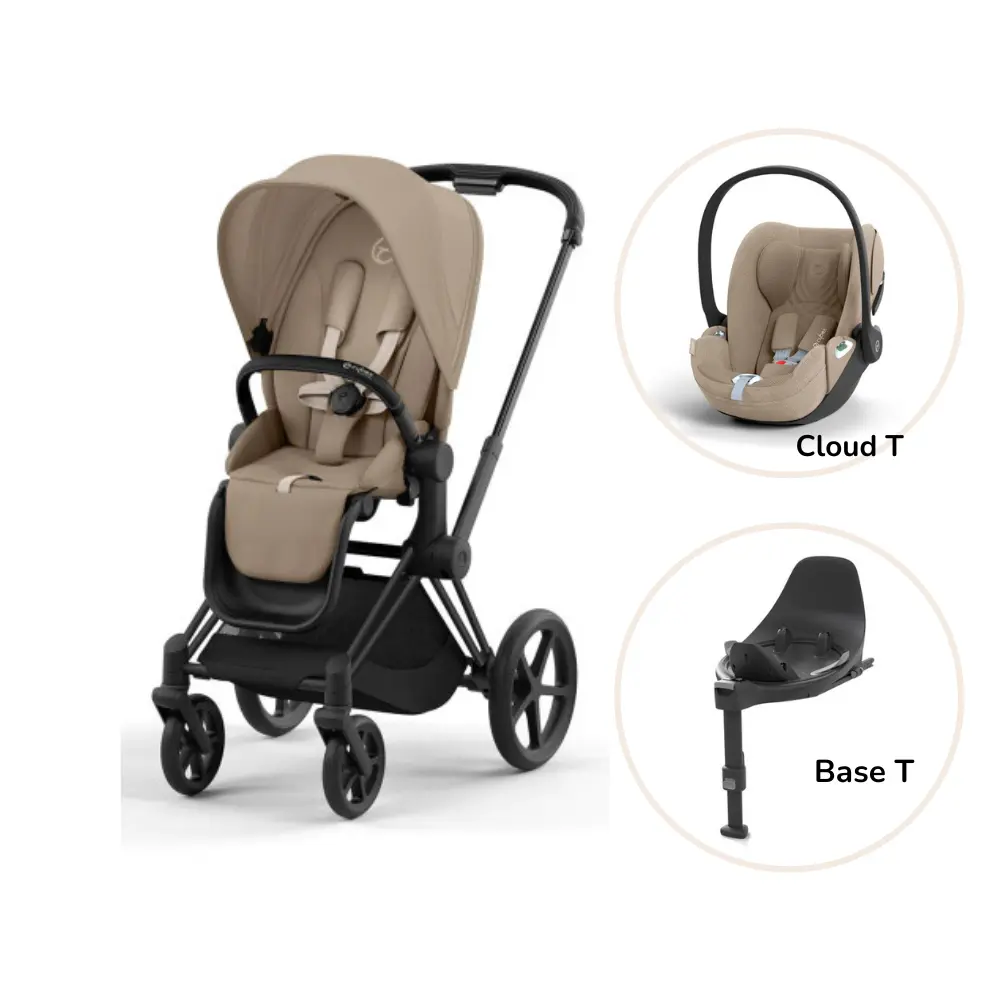 Priam Klapvogn Inkl. Cloud T Og Base Cozy Beige Matt Black Plus fra Cybex