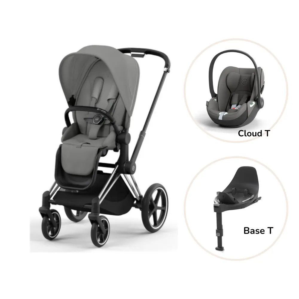 Priam Klapvogn Inkl. Cloud T Og Base Mirage Grey Chrome Black fra Cybex