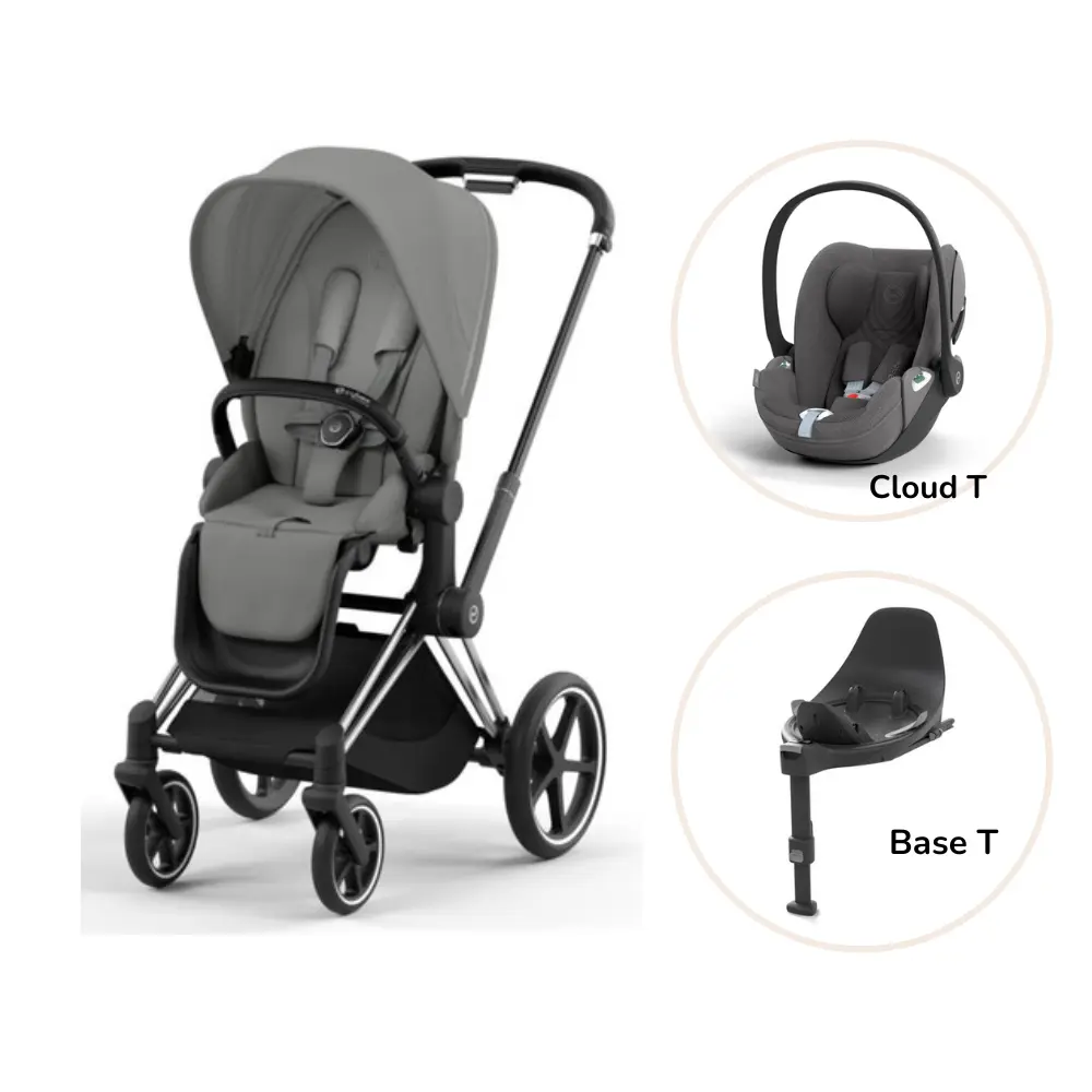 Priam Klapvogn Inkl. Cloud T Og Base   Mirage Grey Chrome Black Plus fra Cybex