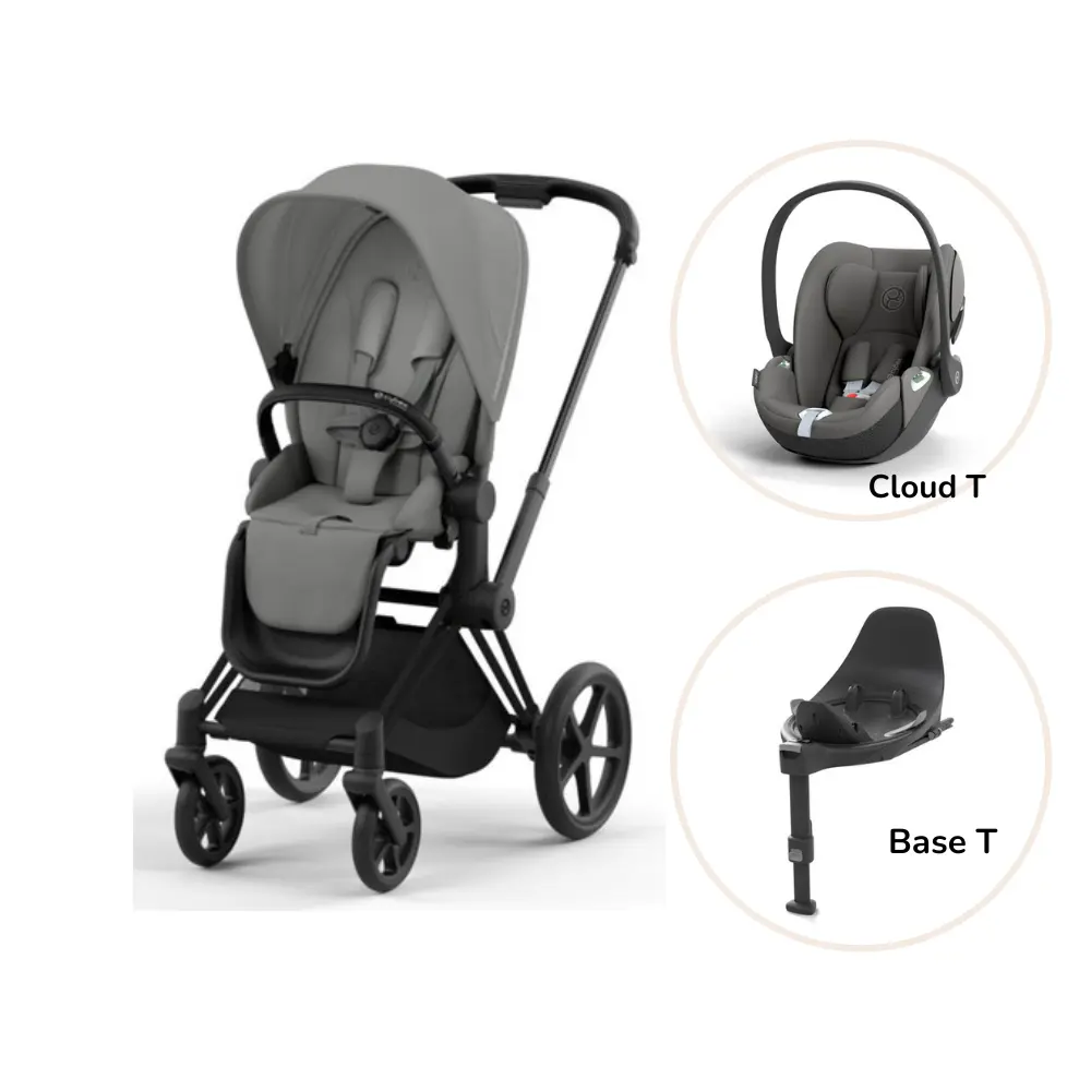 Priam Klapvogn Inkl. Cloud T Og Base   Mirage Grey Matt Black fra Cybex