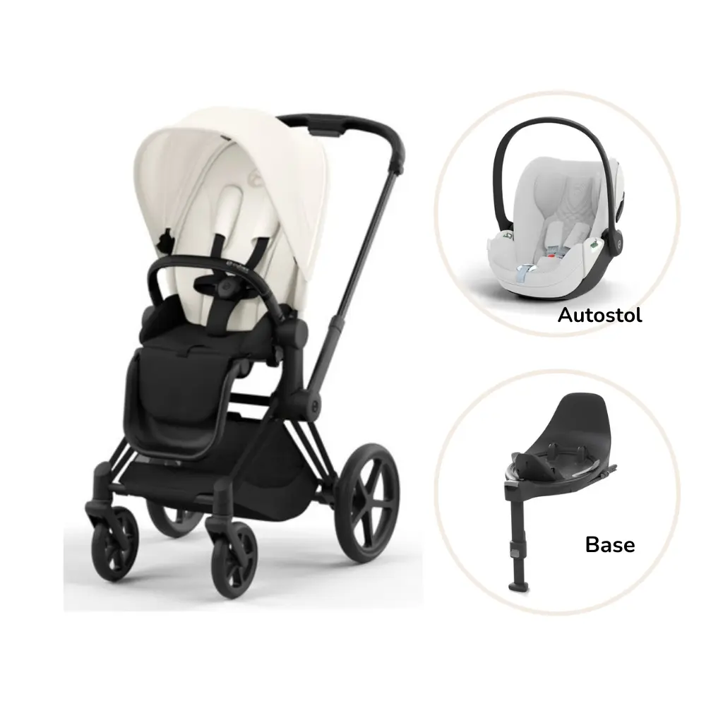 Priam Klapvogn Inkl. Cloud T Og Base   Off White Matt Black Plus fra Cybex