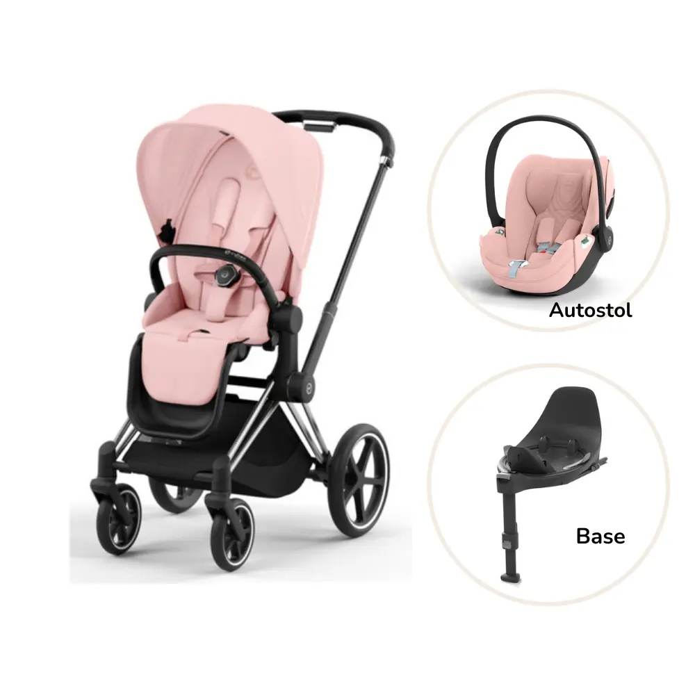Priam Klapvogn Inkl. Cloud T Og Base Peach Pink Chrome Black Plus fra Cybex