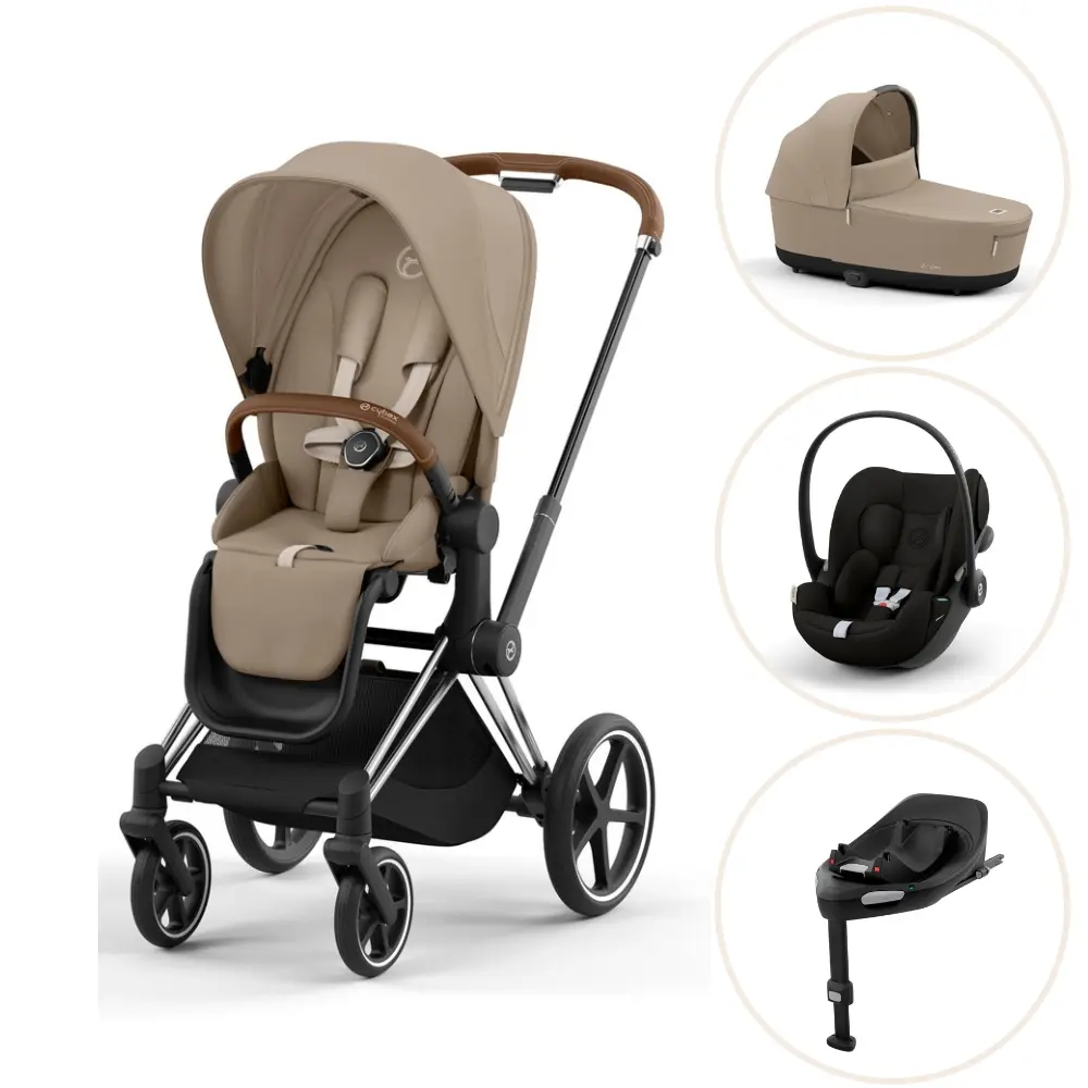 Priam Duovogn Cozy Beige Chrome Brown Inkl. Cloud G Og Base G   Magic Black fra Cybex