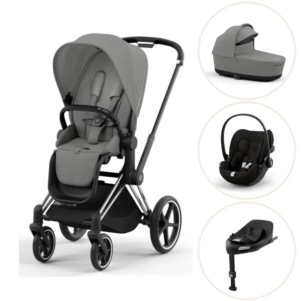 Priam Duovogn Mirage Grey Chrome Black Inkl. Cloud G Og Base G   Magic Black fra Cybex