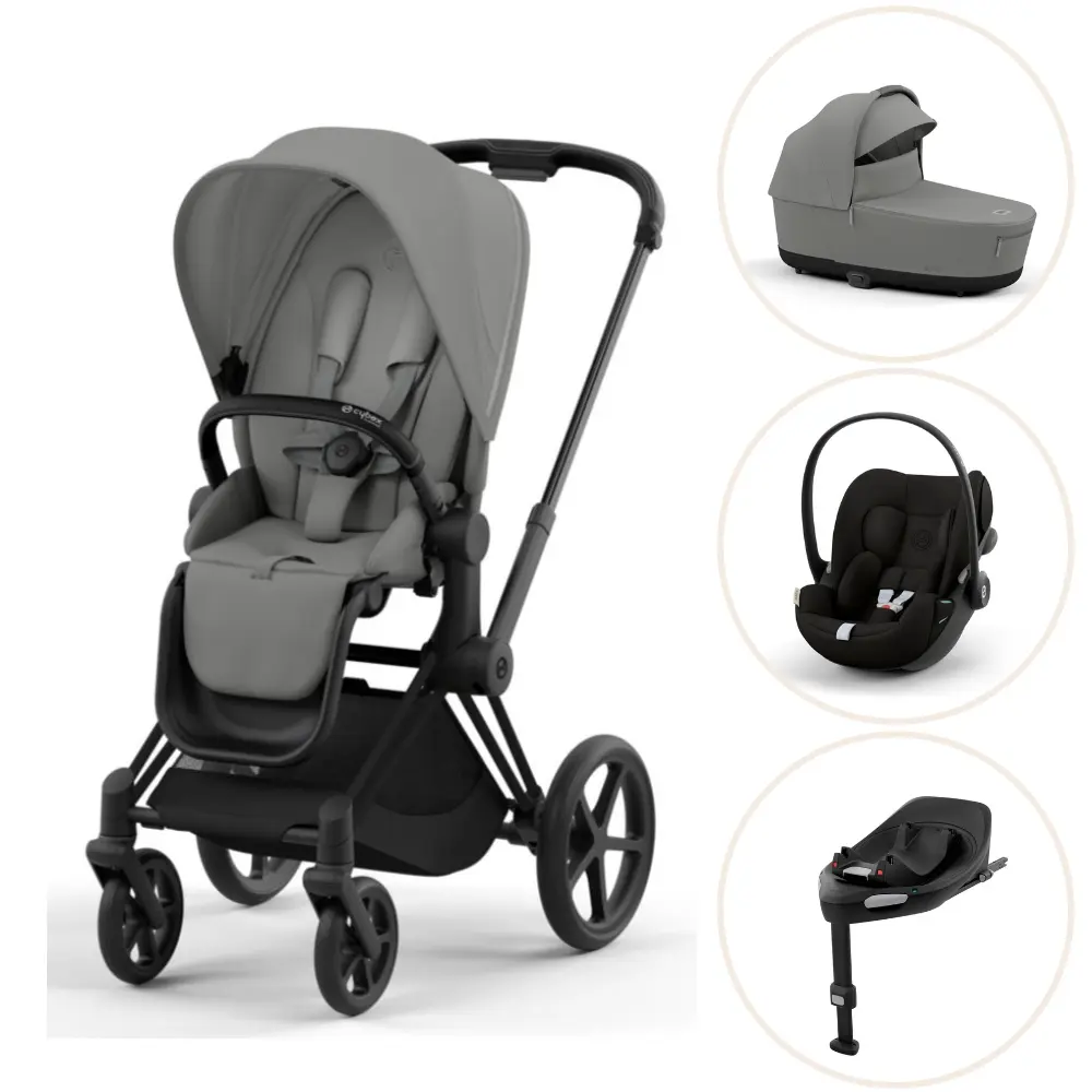 Priam Duovogn Mirage Grey Matt Black Inkl. Cloud G Og Base G   Magic Black fra Cybex