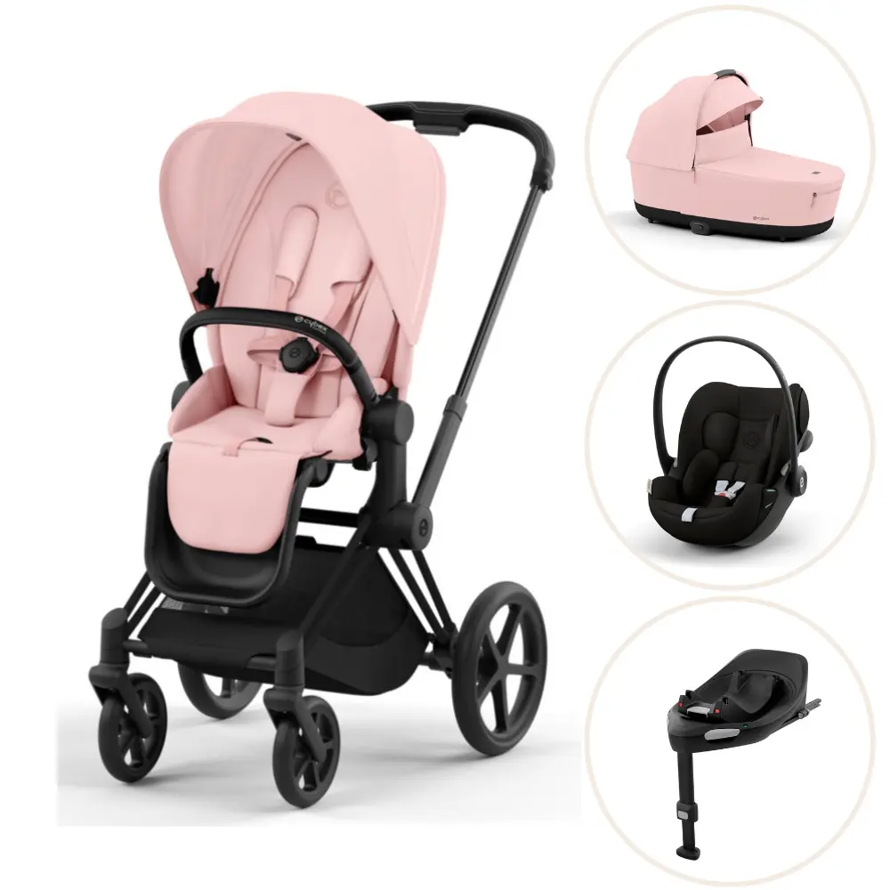 Priam Duovogn Peach Pink Matt Black Inkl. Cloud G Og Base G Magic Black fra Cybex