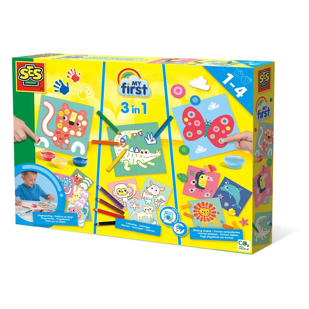 Min Første 3 I 1 Fingermaling, Farvelægning Og Klistermærker fra Ses Creative
