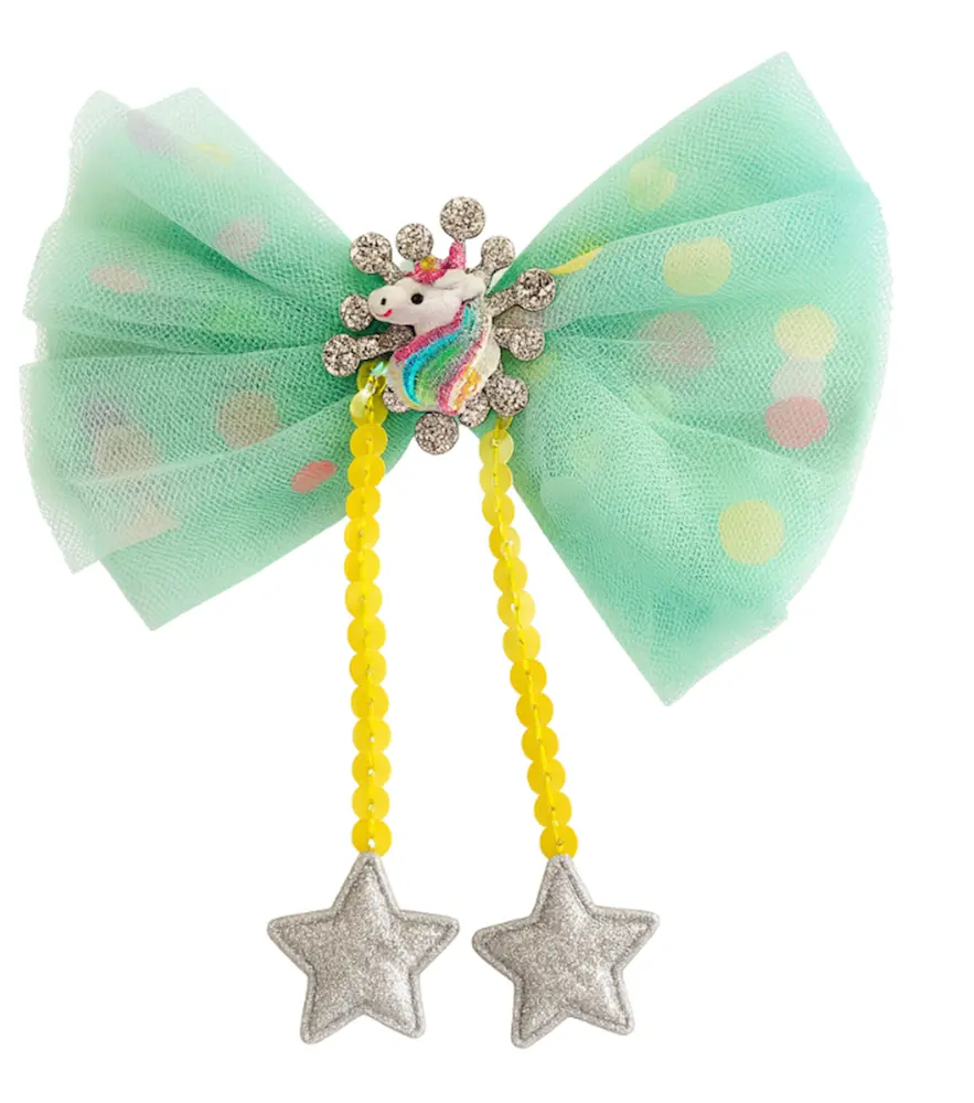 Hårclips Big Unicorn Bow Green fra Ella & Monster