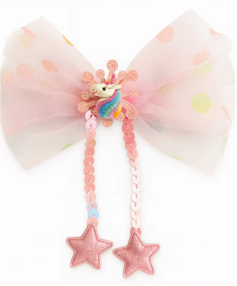 Hårclips Big Unicorn Bow Rose fra Ella & Monster