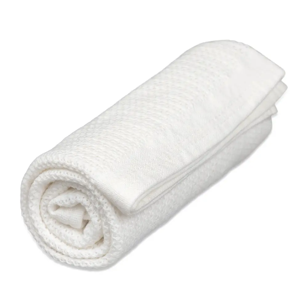 Striktæppe, Bomuld, Hvid fra Vinter & Bloom